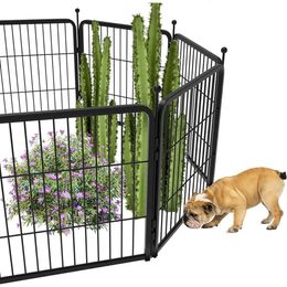 Decorative garden fence panel with door yard dog heavyduty metal 24 inches high total length 2965 feet black 240411
