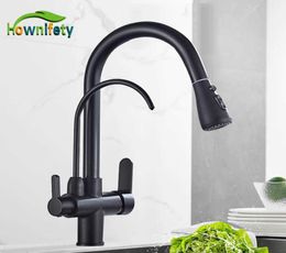 Gold BlackChrome Kithcen Purified Faucet Pull Out Water Philtre Tap 23 Way Torneira Cold Mixer Sink Crane Kitchen Drink 2107246015365
