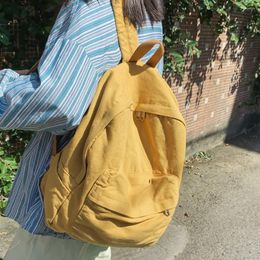 Backpack Simple Solid Colour Canvas For Women College Student Vintage Laptop Bag Kawaii Ladies Travel Fashion Schoolbag