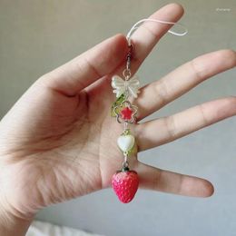 Keychains Handmade Strawberry Phone Charm Bow Cute Accessory