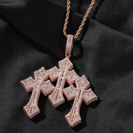 Hip Hop Cross Pendant Necklace TopBling 5A T Zircon Gold Plated Mens Jewellery