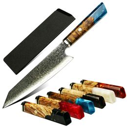 Chef Knife 67 Layers Damascus Steel 8 Inch Japanese Kitchen Knives Sharp Cleaver Slice Gyuto Knife Exquisite Epoxy Resin Solidifie8279824