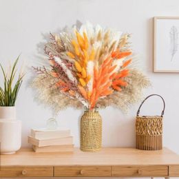 Decorative Flowers Dried Grass Kit Autumn-inspired Natural Bouquet Reusable Home Office Wedding Decoration With 100pcs/set For Room