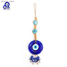 Keychains Lanyards Eye of Luck Trkiye Eye of Evil Pendant Wall Hanging Woven Rope Key Chain Car Key Chain Female Male llavero porte cl Y240417