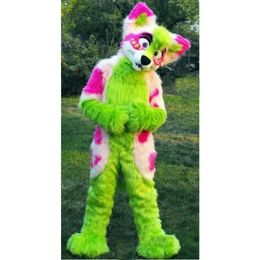 2024 New Adult Green Husky Dog Mascot Costume Fun Outfit Suit Birthday Party Halloween Outdoor Outfit SuitFestival Dress