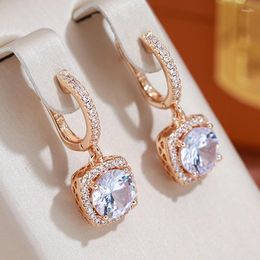 Dangle Earrings JULYDREAM Full Inlay Zircon Square Pendant For Women Sparkling Accessories Fashion Jewellery Matching Gold Silver Colour