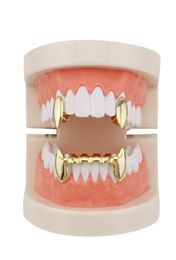 hip hop smooth grillz real gold plated grills Vampire tiger teeth rappers body Jewellery four Colours golden silver rose gold gun black2458927