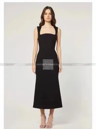 Casual Dresses 2024 Square Collar Sleeveless Women Long Black Event Wear Dress