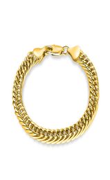 OMHXZJ Whole Personality Bangle Fashion Unisex Party Wedding Gift Gold Full Lateral Chain 18KT Gold Bracelet BR1336612594