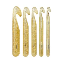 5PcsSet 1215182025mm ABS Thickened Plastic Crystal Crochet Sweater Needle Knitting Tools Wool Tool 240411