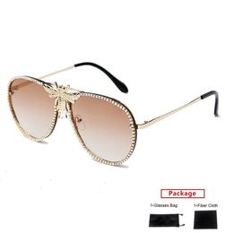 Sunglasses Mimiyou Metal Bee Women Diamond Trim Retro Cat Eye Fashion Men Sun Glasses Brand UV400 Eyeglasses Shades5033760