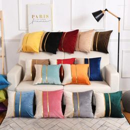 Pillow Velvet Gold Splice Style Cover 45x45cm Nordic Light Luxury Home Decorative Patchwork Pillowcase For Living Room Sofa