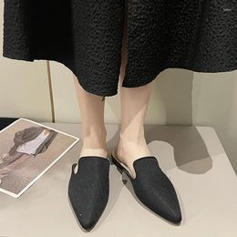 Slippers 2024 Fall Women's Mules Shoeless Half Sandals Loafers Ballet Flats Zapatos Mujer Woman Shoes Banquet Fashion