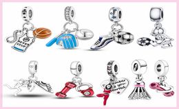 925 Silver Fit P Charm 925 Bracelet Baseball Football Volleyball Charms Yoga Barbell Sport Shoes Fitness charms set Pendant DIY Fine Beads Jewelry3575737