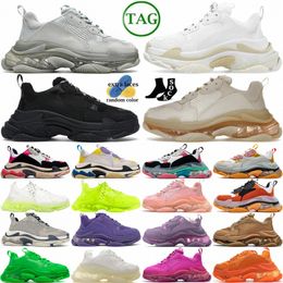 sneakers Triple S Black White Laces Clear Sole Red Grey Light Beige Neon Green Pink Orange Deep Purple Fluo Yellow shoes size 35-45MEHO#