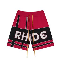 Rhude Short Designer Short Rhude Mens T Shirt Green Rhude Letter Mix Colour Jacquard Knitted Shorts Wool Knee Length Man Rhude Beach Pants High Quality 299