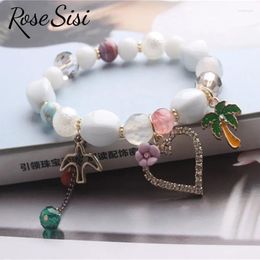 Charm Bracelets Rose Sisi European And American Holiday Style Love Pineapple Natural Stone Bracelet For Women Jewelry Shell Gift