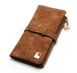 Women Wallets PU Retro Long Purse BiFold Wallets Drawstring Nubuck Leather Zipper Wallet Fashion Ladies Clutch Purse Bag9275957