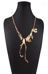 Whole New Punk Style Gothic Tyrannosaurus Skeleton Dinosaur Necklace Bone Funky Chain Pendant Silver Color16649246