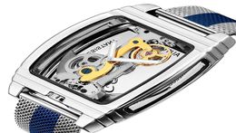 Wristwatches Transparent Automatic Mechanical Watch Men Turbillon Steampunk Skeleton Luxury Gold Tourbillon Steel Watches Reloj Mo5251211