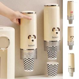 Storage Bottles Disposable Cups Dispenser Wall Hanging Automatically Drop Cup Remover Dustproof Rack Holder Automatic