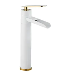 Bathroom Sink Faucets Gentlefans Modern White Golden WATERFALL Faucet High Quality Black Long Cabinet Mixer Wholesale No.125