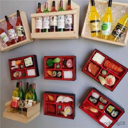 Fridge Magnets Simulated Food Box Japan Korea Sushi Food Fridge Sticker Silicone Sticker Wooden Mini Red Wine Ornaments Kitchen Decor