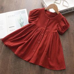 Girl Dresses Girls' Dress 3-7Y Baby Summer Simple And Elegant Cotton Bubble Sleeve Princess