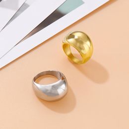 Cluster Rings Minimalist Gold Color Chunky Trendy Geometric Round Circle For Women Thick Stack Female Wedding Jewelry