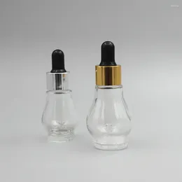 Storage Bottles Clear 20ml Perfume Skin Care Glass Container With Gold/Silver/Matte Silver Collar