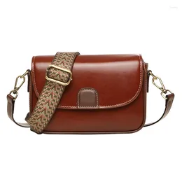 Totes Vintage Brown Lady Messager Shoulder Bag With Webbing Strap Retro Crossbody Women 2024 Simple Design Handbags