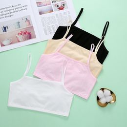 New Girl Solid Cotton Girl Tank Top Wrapped with Chest for Girls in Development Stage Korean Edition Underwear Single layer Hanging Strap Beautiful Back Bra