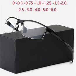 Sport Half Frame Square Prescription Glasses For The Nearsighted Aluminium Magnesium Myopia Spectacles Diopter 0 -0.5 -0.75 To -6 240411