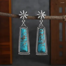 Dangle Earrings Vintage Bohemian Blue STone Drop Western Style Jewelry For Women Girls