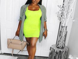 Square Neck Mini Bodycon Summer Dress Women Backless Club Party Sexy Neon Dress Plus Size Dress7000148