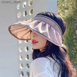 Visors 2023 New Hat Female Korean Summer Outdoor Sun Shade UV Protection Face-Covering All-Match Big Brim Air Top Hat Y240417