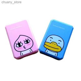 Sunglasses Cases Lymouko New Design Cartoon Duckling Pattern Contact Lens Case with Mirror for Women Inside Double Box Contact Lenses Box Y240416