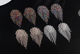 Stud Big rhinestone dangle earrings for women fashion statement crystal tassel earring large dangle earing evening Jewelry gift9852584
