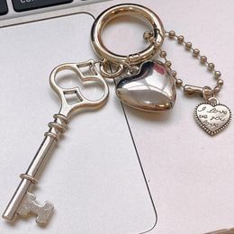 Keychains Fashion Keys And Heart Keychain Alloy Material Y2K Keyring Jewellery Handbag Accessories For Women Girls