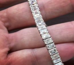 Other Bracelets Luxury Engagement Wedding Natural Gemstone Bracelet Jewellery 925 Sterling Silver Emerald Cut Diamond For Women Men7609924