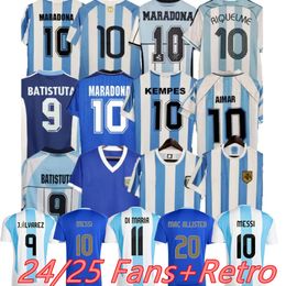 24 25 MESSIs DYBALA1978 1986 1998 Argentina Retro Soccer jersey Maradona 1996 2000 2001 2006 2010 Kempes Batistuta Riquelme HIGUAIN CANIGGIA AIMAR Football Shirts