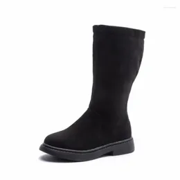 Boots COZULMA Kids Warm Plush Lining Mid-Calf Girls Autumn Winter Shoes Children Suede Side Zip Fashion Size 26-36