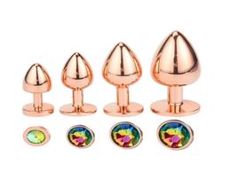 Mini small medium large set Crystal Heart round rose gold rainbow Metal anal beads butt plug Jewelry insert vibrator sexy toy237Y7634456