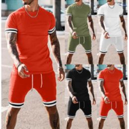 Men's Tracksuits 2024 Short Sleeved Sports Casual Cotton Youth Fashion Suit Sweatpants Shirts Tracksuit