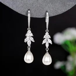 Dangle Earrings Exquisite Beige Imitation Pearl For Women Temperament Ear Accessories Wedding Party Trendy Jewellery Gifts