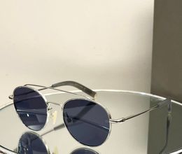 Retro Round Sunglasses Silver Metal/Blue Lens Women Men Summer Sunnies Sonnenbrille Fashion Shades UV400 Eyewear