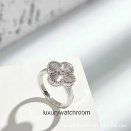 High End designer rings for vancleff Pure Silver Precision CNC Clover Laser Ring Female Original 1:1 With Real Logo