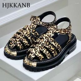 Dress Shoes Retro Punk Style Sandals Women's Thick Soled Metal Decorative Casual Summer Woven Outdoor Vacation Women 2024