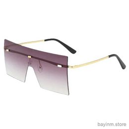 Sunglasses Women Square Sunglasses Rimless Luxury Brand Purple Mirror Sun Glasses Female Sexy Shield Vintage One Piece Flat Shades