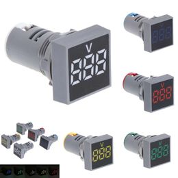 New 1pcs Mini New 22MM AC 20-500V Voltmeter Square Panel LED Voltage Indicator Light Car Digital Ammeter Current Meter